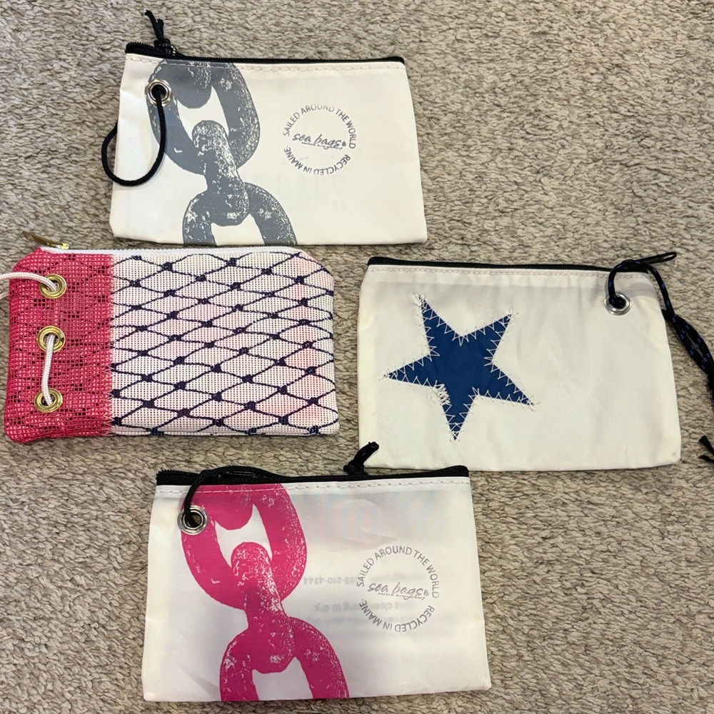 Sea Bags Women's Clutch Set - White, Pink, Blue